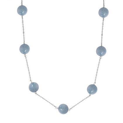 Aquamarin Halskette ca. 50 cm 925 Silber rhodiniert ca. 40.00 ct