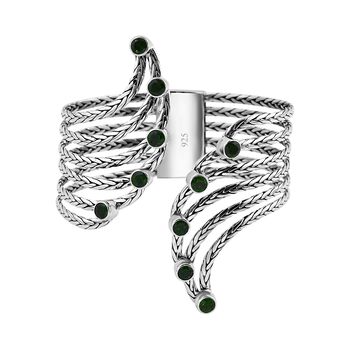 Royal Bali - Nat&uuml;rlicher Chromdiopsid Armreif, ca. 19 cm, 925 Silber ca. 7.00 ct