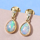 Natürliche, äthiopische Opal und weiße Zirkon-Ohrringe, 925 Silber vergoldet ca. 0,94 ct image number 1
