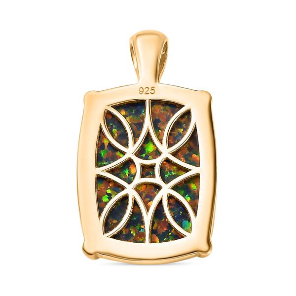 Labor erstellt schwarzen Opal Anhänger, 925 Silber Gelbgold Vermeil ca. 5.49 ct image number 5