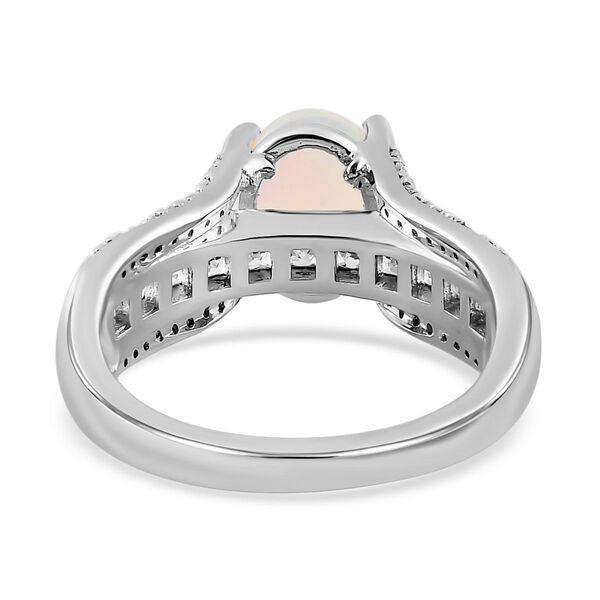 Natürlicher, äthiopischer Welo Opal, Weißer Zirkon Ring 925 Silber rhodiniert (Größe 17.00) ca. 2.06 ct image number 7