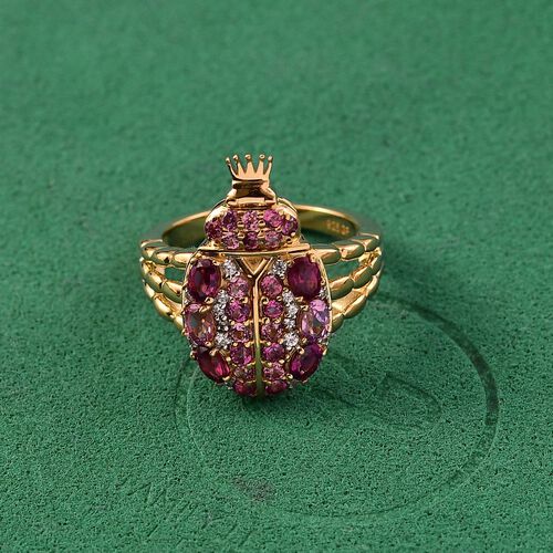 Rhodolith Granat, Lotus Granat Ring 925 Silber 750 Gelbgold Vermeil (Größe 18.00) ca. 2,41 ct image number 1