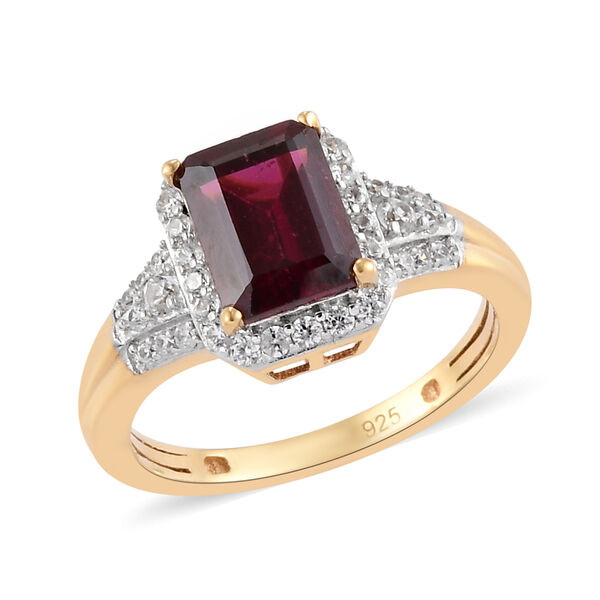 Rhodolith Granat und Zirkon Ring 925 Silber vergoldet  ca. 2,32 ct image number 4