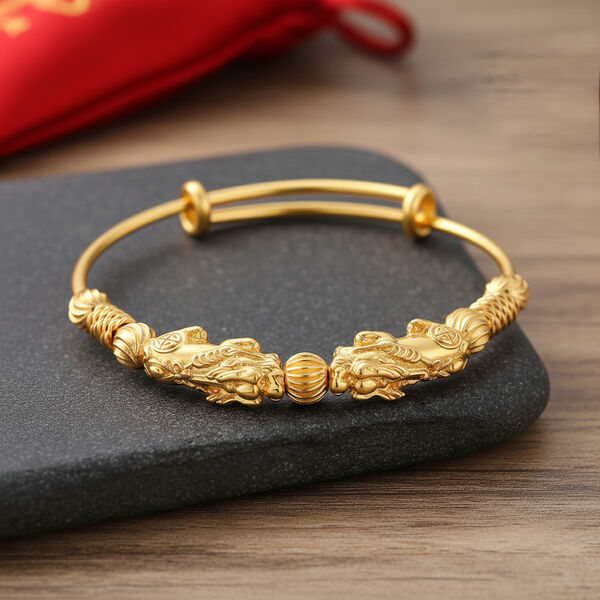 Nickelfreies Messing Armreif, Flexibles (18 - 19 cm) ca. 20,00g, Gelb Vergoldet image number 2