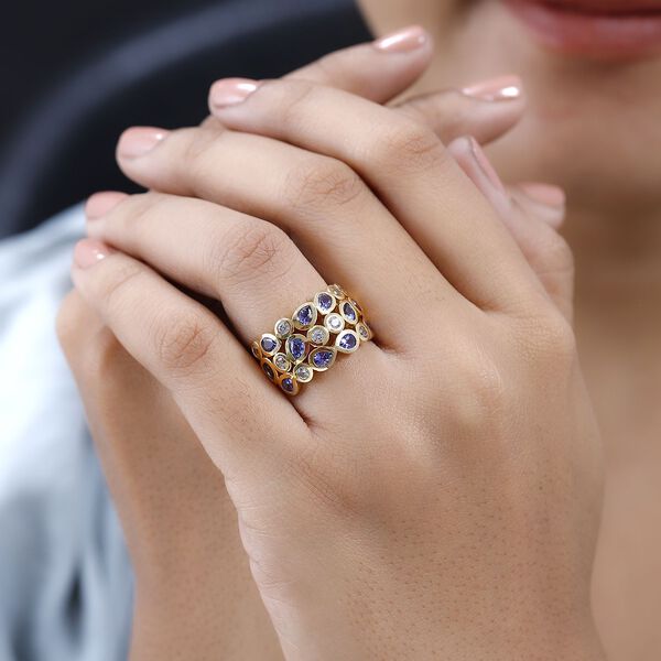 Tansanit und Zirkon Ring - 2,96 ct. image number 3