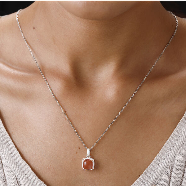 Pfirsich Mondstein Anhänger 925 Silber ca. 2,97 ct image number 2