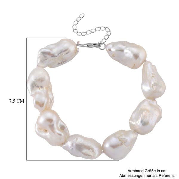 D'Joy Wei&szlig;e Barockperle 50cm Halskette und 19+5cm Armband image number 12