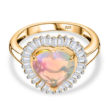 AA Nat&uuml;rlicher, &auml;thiopischer Welo Opal und Moissanit Ring - 2,45 ct.