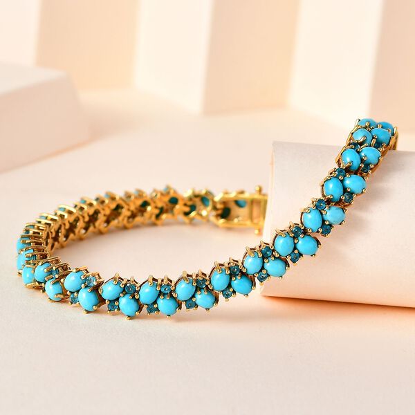 AA Sleeping Beauty Türkis, Neon Apatit Armband ca. 19 cm 925 Silber Gelbgold Vermeil ca. 11,58 ct. image number 2