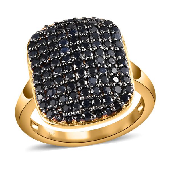 Schwarzer Saphir Ring, 925 Silber Gelbgold Vermeil (Größe 17.00) ca. 2,10 ct image number 4