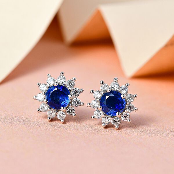 Kaschmir Kyanit und wei&szlig;e Zirkon-Ohrstecker - 1,49 ct. image number 2