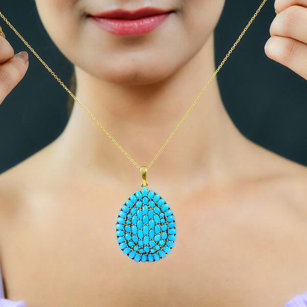 Amerikanischer, natürlicher Sleeping Beauty Türkis Anhänger, 925 Silber vergoldet ca. 14.41 ct image number 2