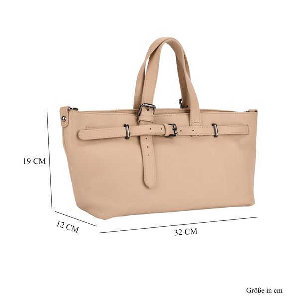 Echtleder-Crossbody-Bag im Trapez-Design, 32x12x19 cm, Hellkhaki image number 6