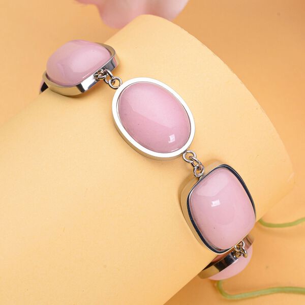 Rosenquarz-Armband, ca. 19 cm, Edelstahl ca. 80.00 ct image number 2