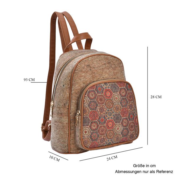 Praktischer Rucksack aus Naturkork mit Kunstleder-Griffen, Böhmisches Muster, Braun image number 7