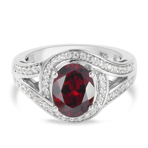 Rhodolith Granat und Zirkon Ring 925 Silber platiniert  ca. 3,06 ct image number 0