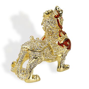 "QF4321 Dragon shape Trinket Storage Box Material:metal& synthetic crystal color: Red size: 12*7CM"