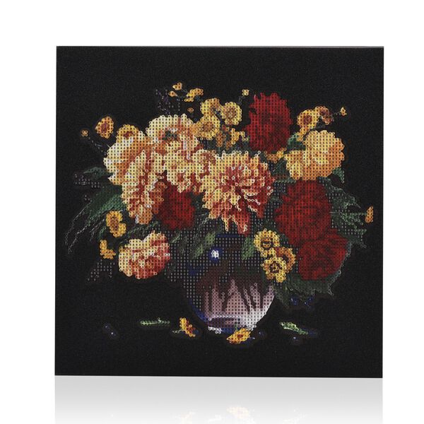 DIY Diamond Painting Leinwand, Mandala-Blumen, mehrfarbig mit Glitzerakzenten, 29x29cm image number 3