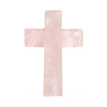 "Livmore  Set of 2 Rose Quarts Gemstone Cross  With Bracelet With Cross Charm Size - 7.62 Inch  Weight - 46 Gms Color- Pink "