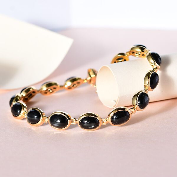 Schwarzes Stern Diopsid-Armband, ca. 19 cm, 925 Silber vergoldet ca. 33.74 ct image number 2