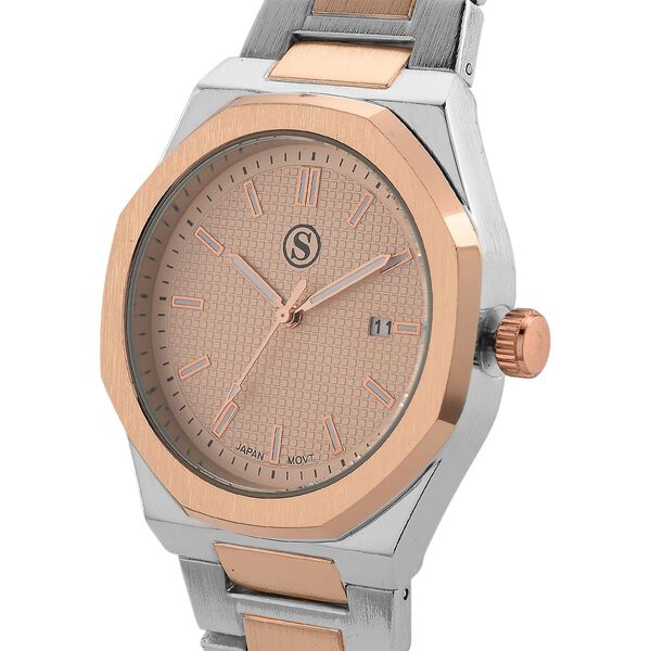 STRADA - Armbanduhr mit japanischem Uhrwerk und Datumsanzeige, Legierungsgehäuse  Sandstrahleffekt, bicolor, Rosefarben image number 2