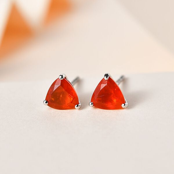 RHAPSODY AAAA mexikanische Kirschfeuer-Opal-Ohrstecker in 950 Platin - 1,11 ct. image number 7