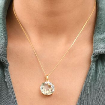 GP Trionfo Kollektion- AA Prasiolith, Zirkon und blauer Saphir Anh&auml;nger mit 50cm Kette- 20,20 ct.