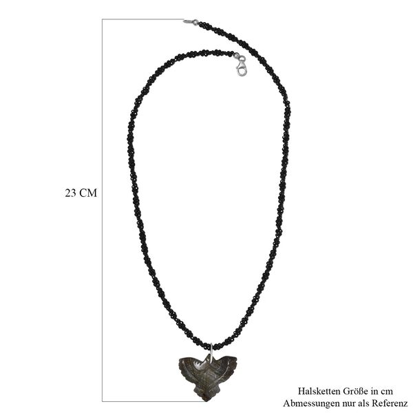 Labradorit und schwarze Spinell-Adler-Halskette, 50 cm - 115 ct. image number 7