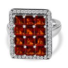 Kirsch Citrin und weißer Zirkon-Ring, 925 Silber platiniert (Größe 20.00) ca. 4.76 ct