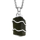 Natürlicher Moldavit-Anhänger mit Kette, 925 Silber, 925 Silber platiniert ca. 7,07 ct
