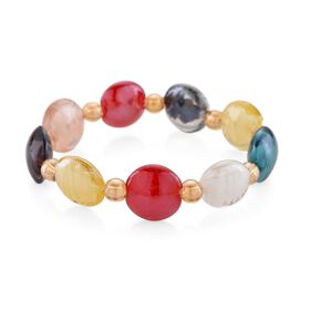 Champagner Kristall, Mehrfarbiges Murano-Stil Glas Armband, flexibel