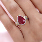 Afrikanischer Rubin und Zirkon-Ring, (Fissure gefüllt), 925 Silber vergoldet image number 2