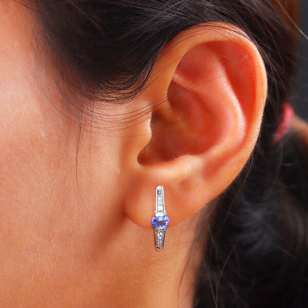 Tansanit und Zirkon-Ohrringe, 925 Silber platiniert ca. 0,95 ct image number 3