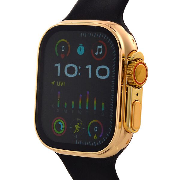 I20 Ultra 2 Max Suit - 10-in-1 Smartwatch-Komplettset mit Smartwatch, Gold-Drehkrone, Kopfh&ouml;rern, Displayschutz, Ladekabel und 7 Wechselarmb&auml;ndern, goldfarben image number 3