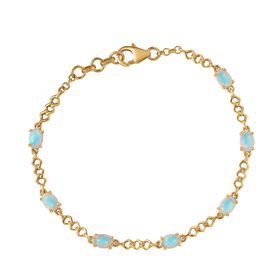 AA Natürlicher, äthiopischer Welo Opal Armband ca. 19 cm 925 Silber vergoldet ca. 2,35 ct.