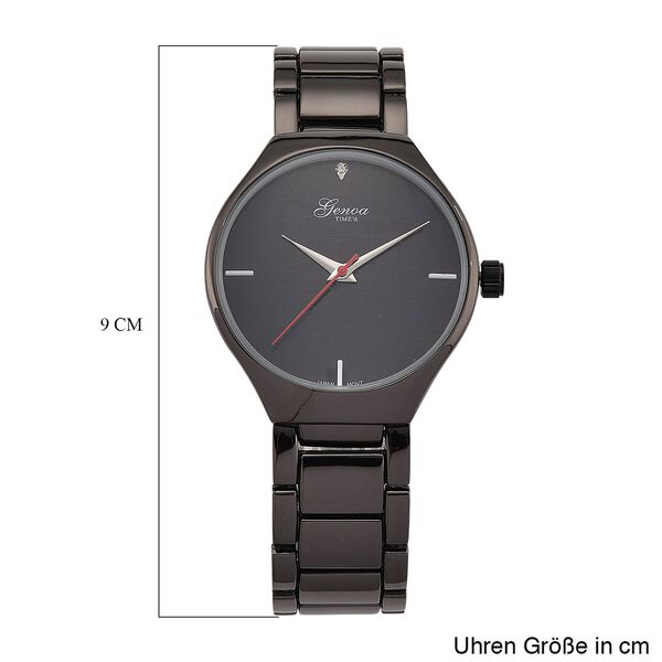 GENOA - Wei&szlig;er Diamant Uhr mit Japanisches Uhrwerk, 3 ATM Wasserdicht, 316L Edelstahl, Schwarz image number 7
