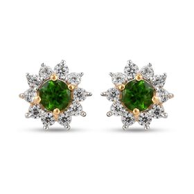 Natürliche Chromdiopsid und Zirkon-Ohrstecker - 1,15 ct.