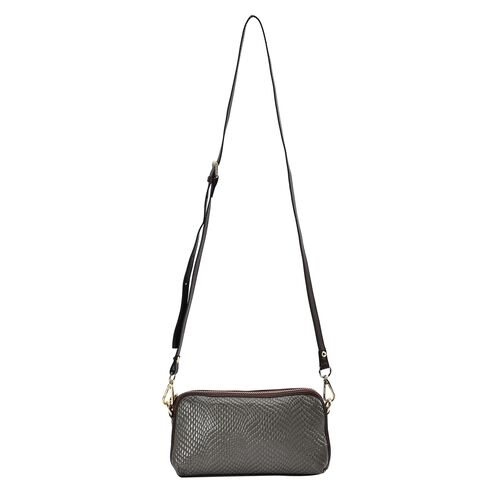Chaose by Elsie - Echtleder Crossbody Tasche Schlangen-Prägung, Cognac image number 0