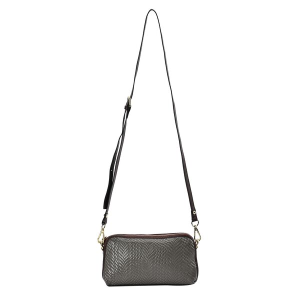 Chaose by Elsie - Echtleder Crossbody Tasche Schlangen-Prägung, Cognac image number 0