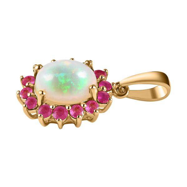 Nat&uuml;rlicher, &auml;thiopischer Welo Opal und afrikanischer Rubin-Anh&auml;nger - 1,77 ct. image number 4