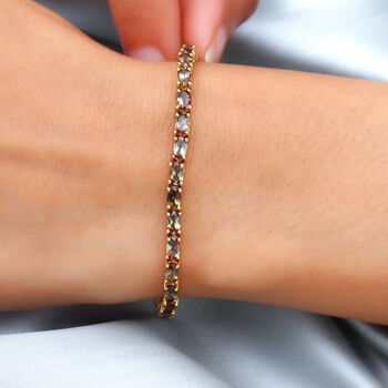 Nat&uuml;rlicher Jenipapo Andalusit Armband, ca. 19 cm 925 Silber vergoldet ca. 9,00 ct