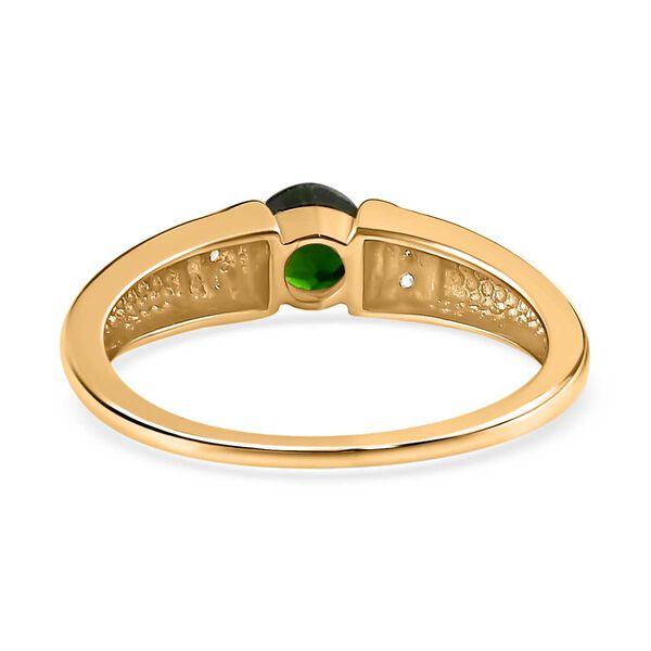 Nat&uuml;rlicher Chromdiopsid, Wei&szlig;er Zirkon Ringe 925 Silber vergoldet (Gr&ouml;&szlig;e 20.00) ca. 0.51 ct image number 6