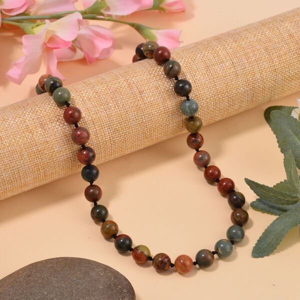 Picasso Jaspis Halskette ca. 45 cm Reiner Edelstahl ca. 284,85 ct. image number 2