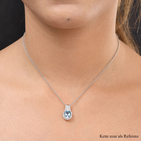 Espirito Santo Aquamarin und weißer Zirkon-Anhänger mit Kette - 1,96 ct. image number 2