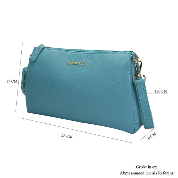 Sencillez Crossbody Tasche aus echtem Leder,  Größe 28x9x17 cm, Grün image number 6