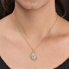 Äthiopischer Opal, Smaragd und Zirkon Halo-Anhänger in Silber image number 1