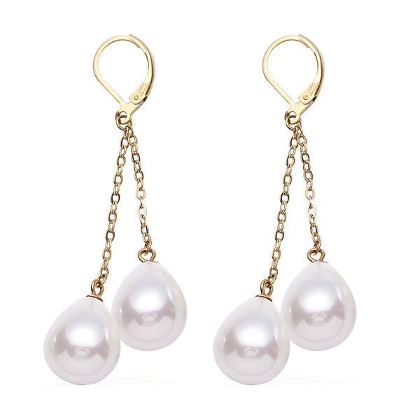 Wei&szlig;e Muschelkernperlen-Ohrringe