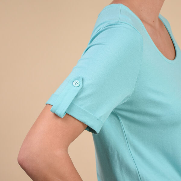 Damen kurzes &Auml;rmel T-Shirt, Hellblau image number 3