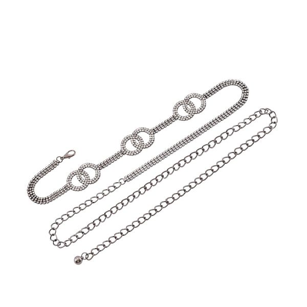 Kristall G&uuml;rtel ,100% Glaskristall und Metall, L130cm, 61g, schwarz