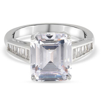 LUSTRO STELLA Premium AAA Zirkonia Ring 925 Silber platiniert (Gr&ouml;&szlig;e 21.00) ca. 6,18 ct